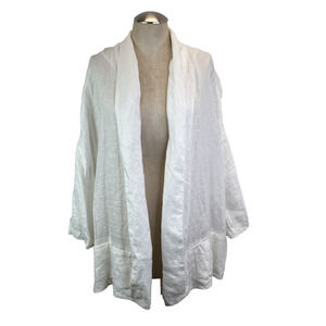 Doncaster 100% Linen Cardigan White Size 2W, Bohemian, Gypsy, Fresh, Summer